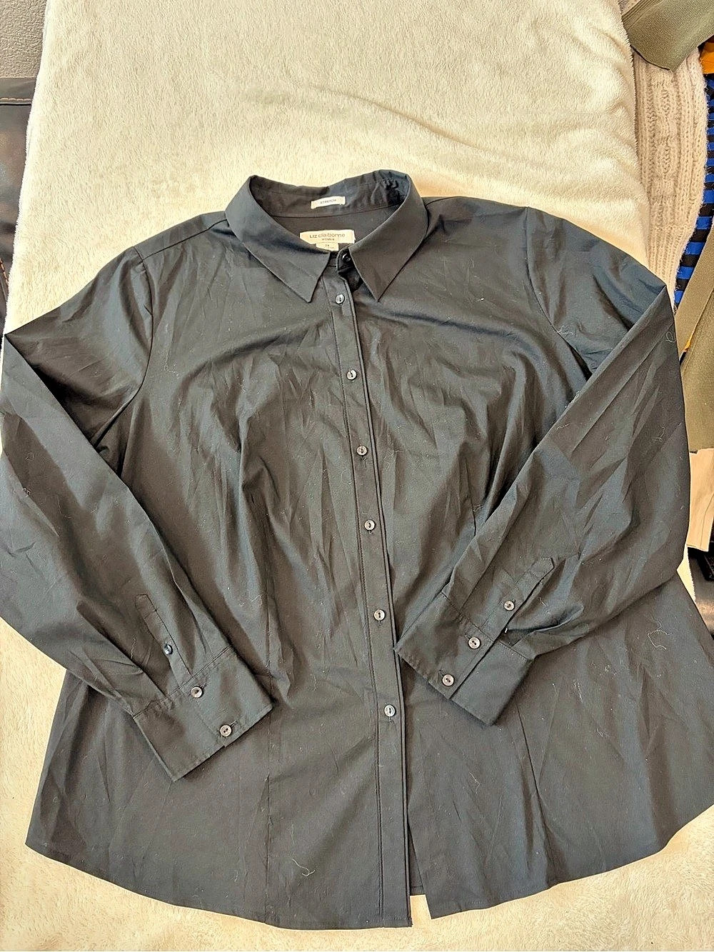 Liz Claiborne Stretch Black Button Down Shirt Size 2X